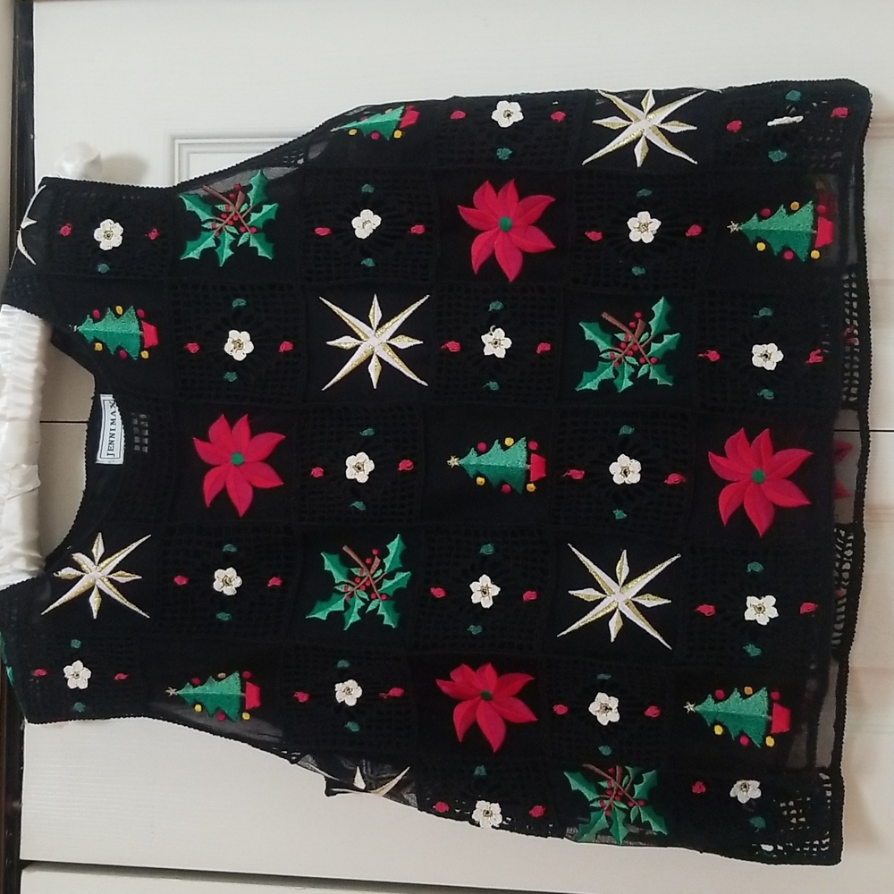 Black Silk blend/Knitted Holiday Blouse